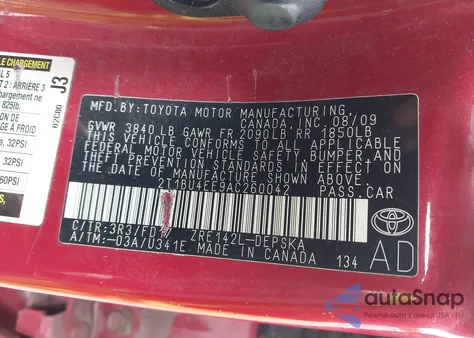 2010 Toyota Corolla S из США, поврежденный, VIN 2T1BU4EE9AC260042